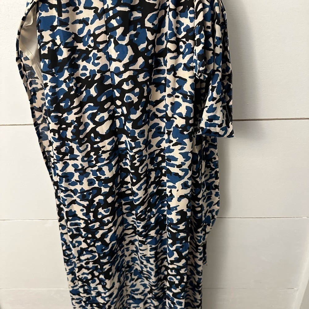 LEITH blue-black maxi length wrap sleeveless dress. MED - Picture 8 of 9